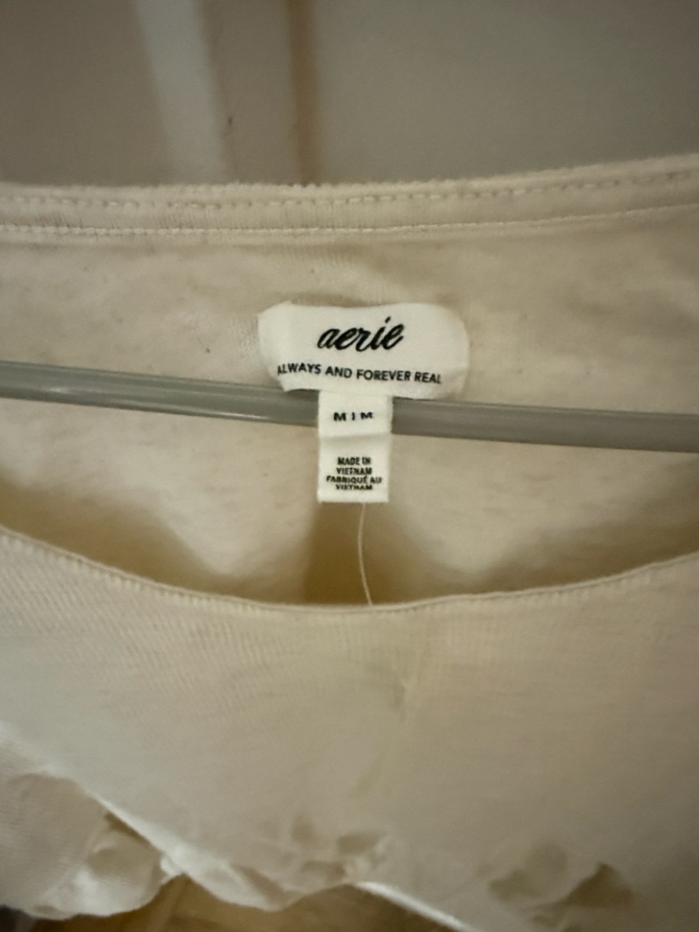 Aerie Women's Cream Waffle Ribbed Pullover Top - Picture 2 of 7